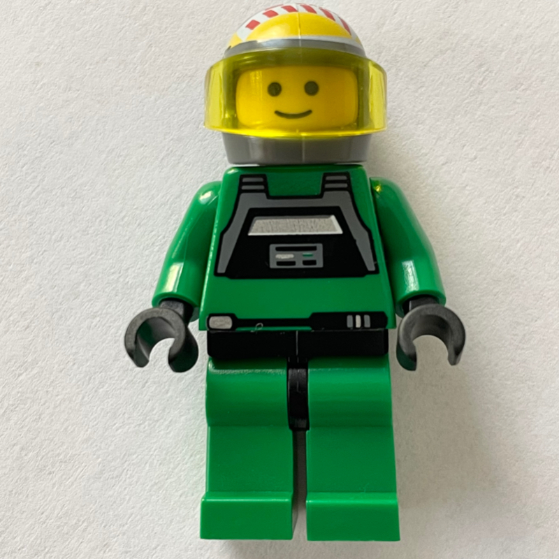 LEGO Rebel Pilot A-wing, Green Uniform, Black Eyes, Trans-Yellow Visor (fig-003712)