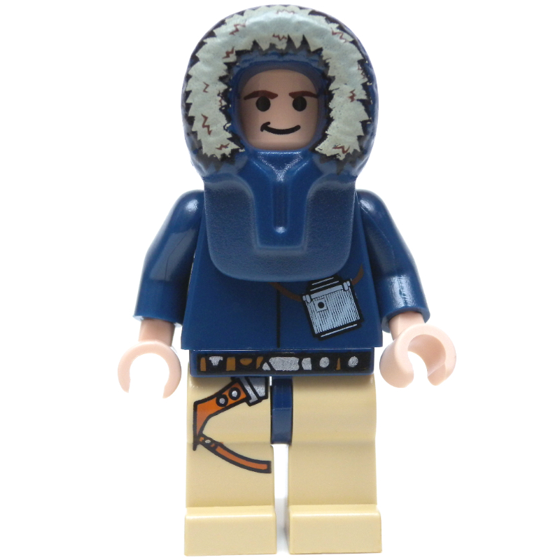 LEGO Han Solo, Hoth Outfit, Dark Blue Hood, Black Eyes (fig-003726)