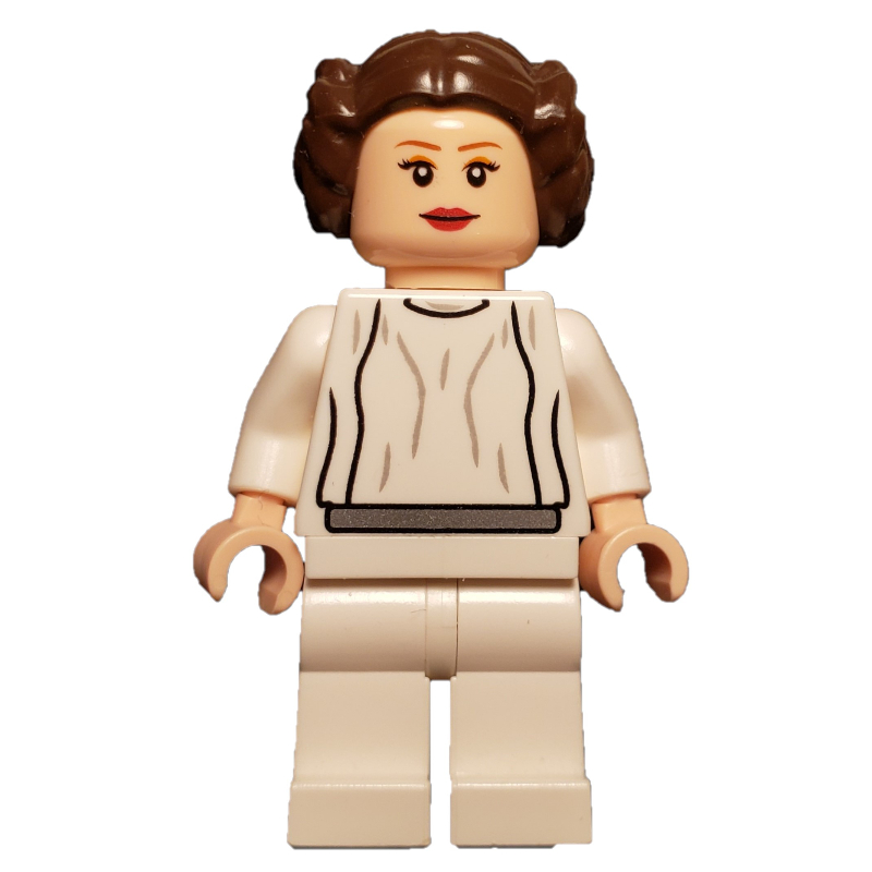 LEGO Princess Leia, White Robe, Dark Brown Hair, Plain Belt (fig-003757)