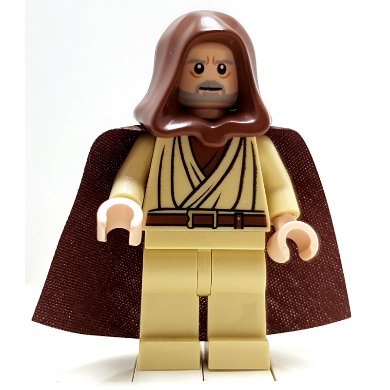 LEGO Obi-Wan Kenobi, Old, with Light Nougat Skin and Reddish Brown Hood and Cape, White Pupils (fig-003761)