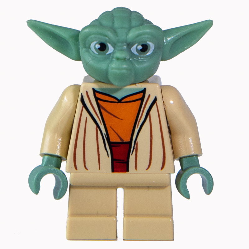 LEGO Yoda, Sand Green Head with Gray Hair, Dark Red Sash (Clone Wars) (fig-003765)