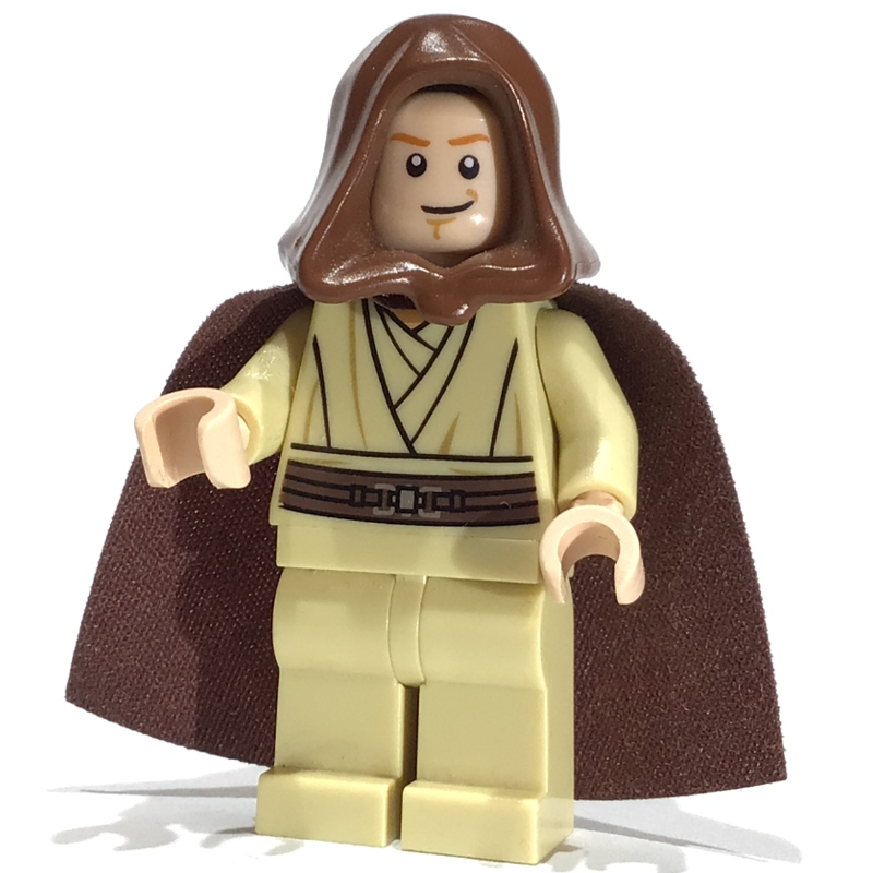 LEGO Obi-Wan Kenobi, Padawan, Reddish Brown Hood and Cape, White Pupils (fig-003771)