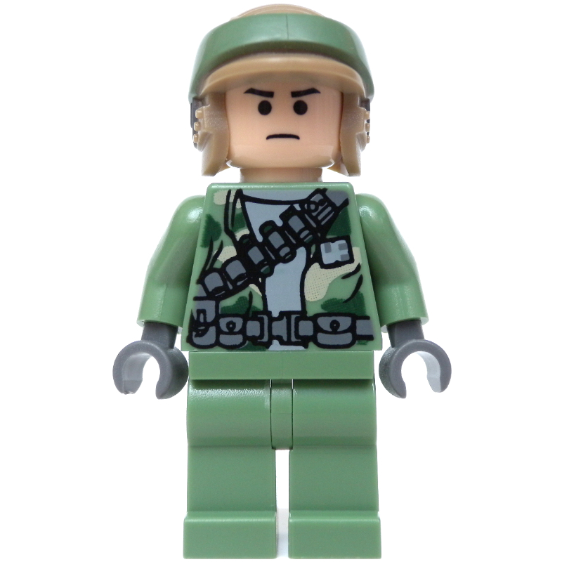 LEGO Rebel Trooper in Endor Uniform, Sand Green Legs, Black Eyes, Neck Bracket (fig-003820)