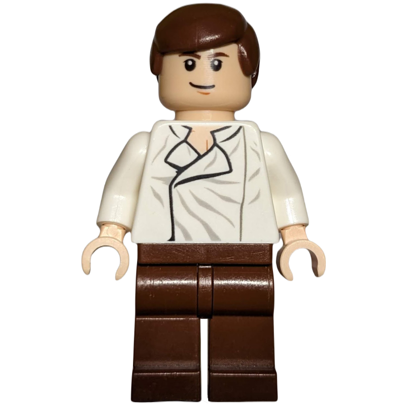 LEGO Han Solo, White Shirt, Reddish Brown Legs, Single Sided Head (fig-003850)