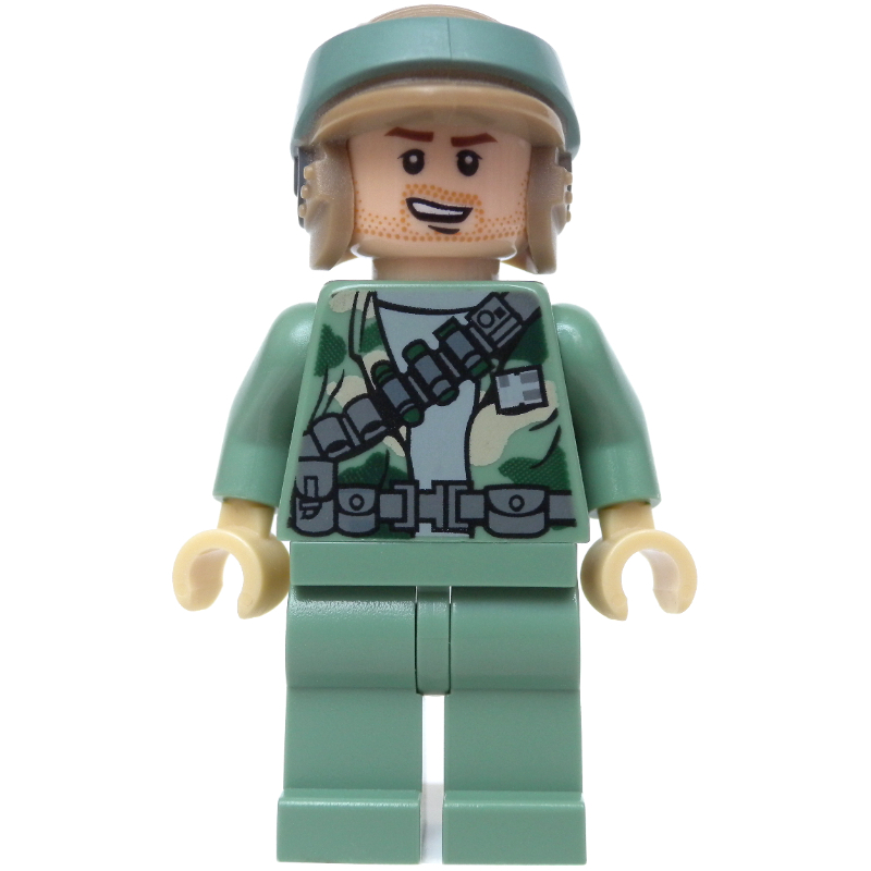 LEGO Rebel Trooper in Endor Uniform, Sand Green Legs, Beard Stubble (fig-003862)