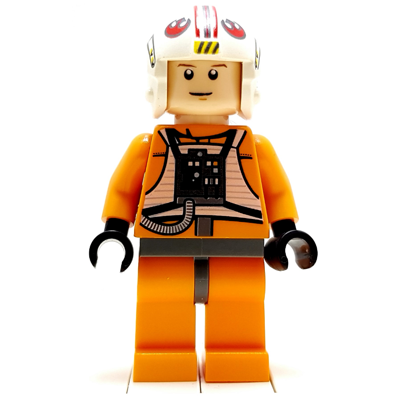 LEGO Luke Skywalker, Orange Rebel Pilot Outfit, Dark Bluish Gray Hips, White Pupils (fig-003869)