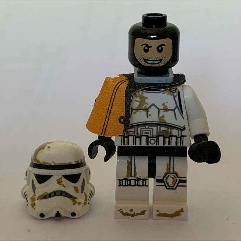 LEGO Sandtrooper Squad Leader / Captain, Orange Pauldron, Neck Bracket, Printed Black Head (fig-003903)