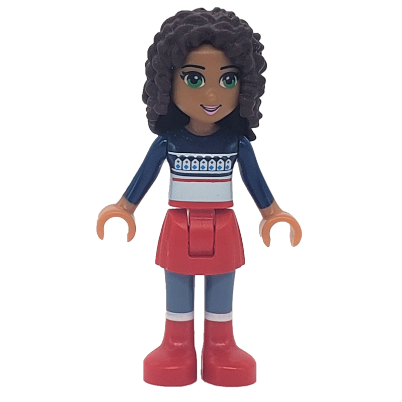 LEGO Andrea - Dark Blue Christmas Sweater, Red Skirt (fig-003914)