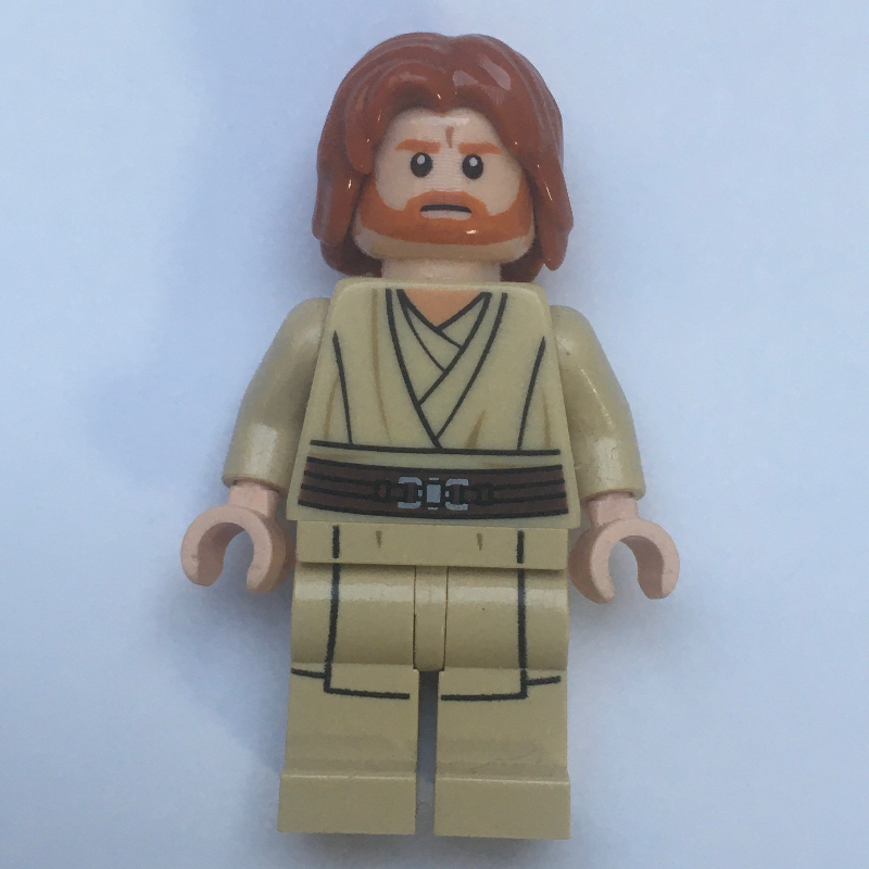 LEGO Obi-Wan Kenobi, Tan Legs, Mid-Length Parted Hair (fig-004006)