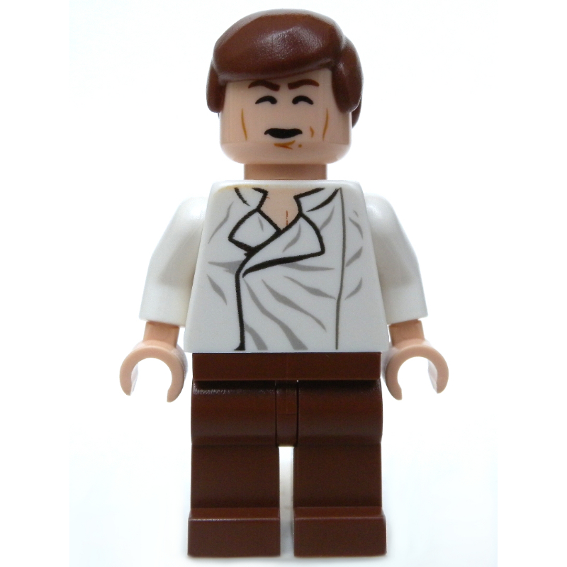 LEGO Han Solo, White Shirt, Reddish Brown Legs, Dual Sided Head Open Mouth / Closed Eyes (fig-004084)