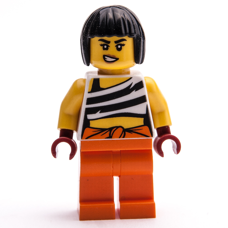LEGO Crook, White Vest, Orange Legs, Black Hair (fig-004167)