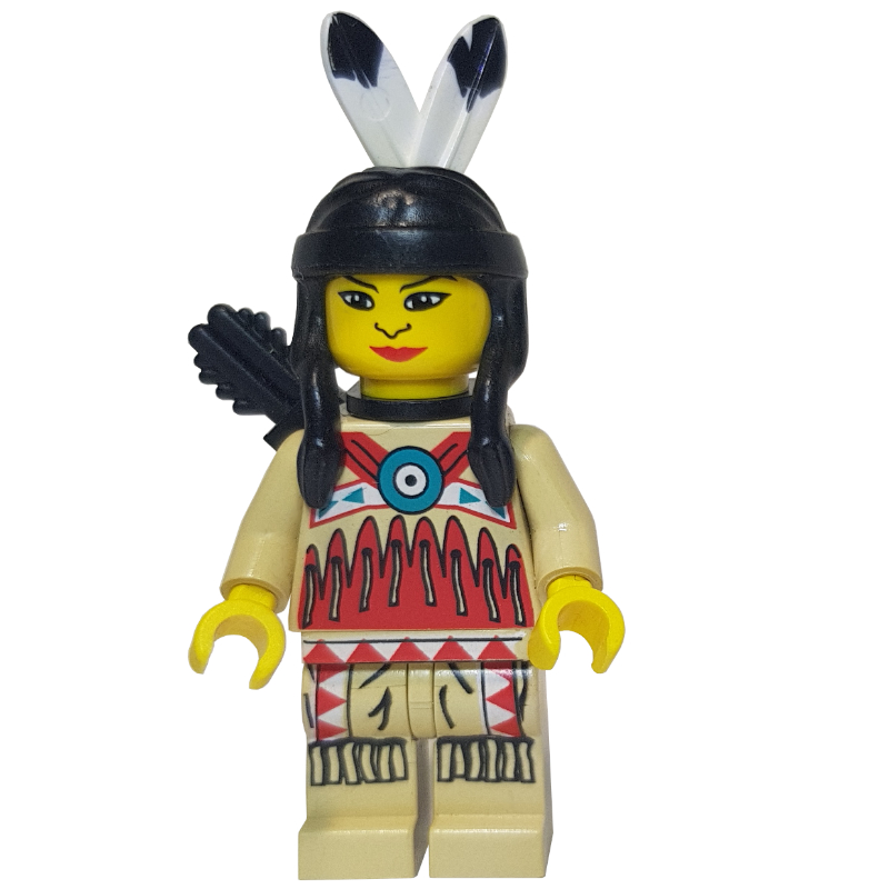 LEGO Indian - Woman, Tan Clothing, Red Trim, Quiver (fig-004370)