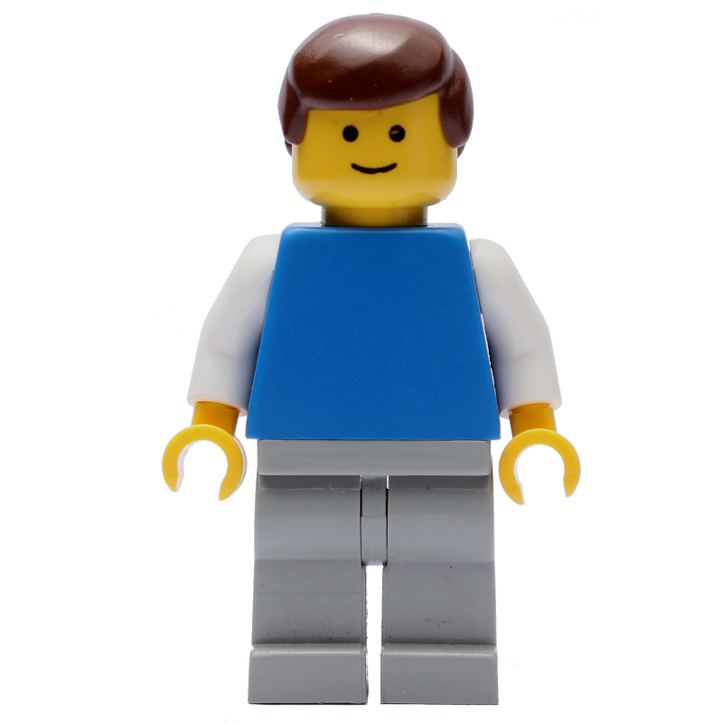 LEGO Man - Blue Shirt, White Arm, Light Gray Legs (fig-004385)