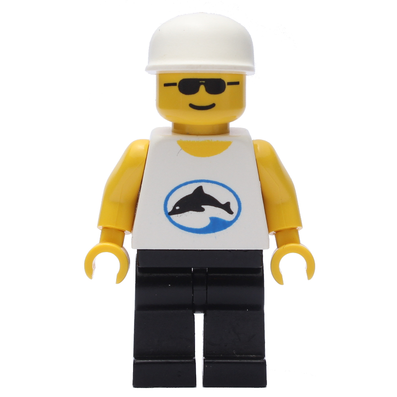 LEGO Man - Sunglasses, White Torso with Dolphin, Black Legs, White Cap (fig-004458)