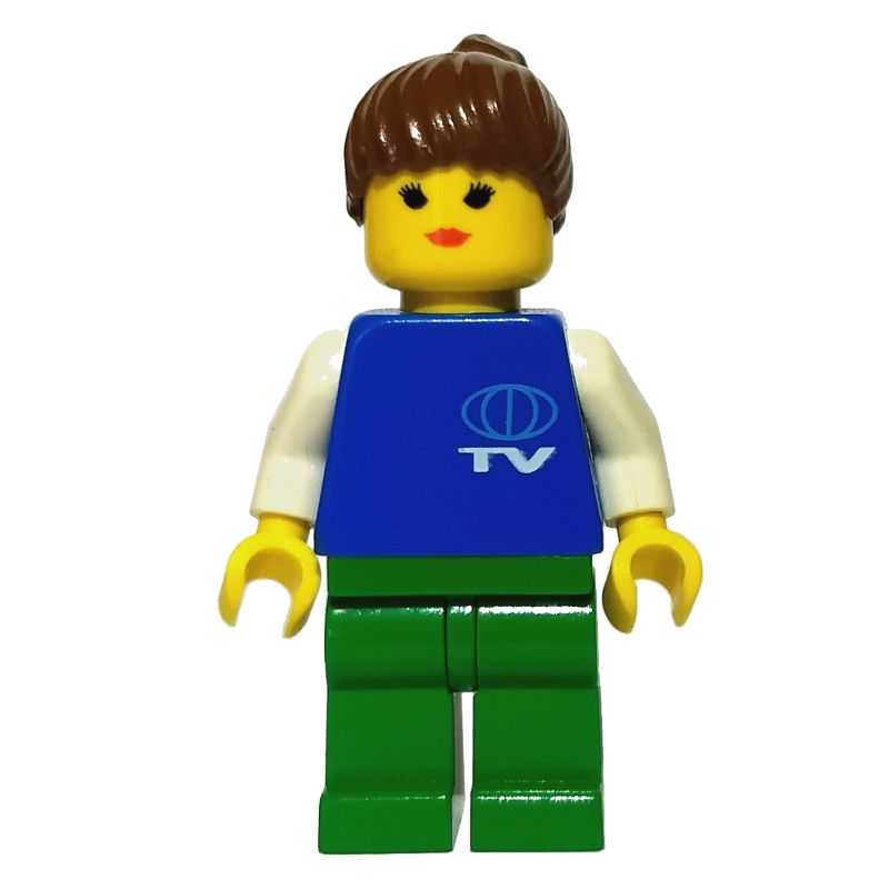 LEGO TV Worker - Blue Torso, Green Legs, Female (fig-004459)