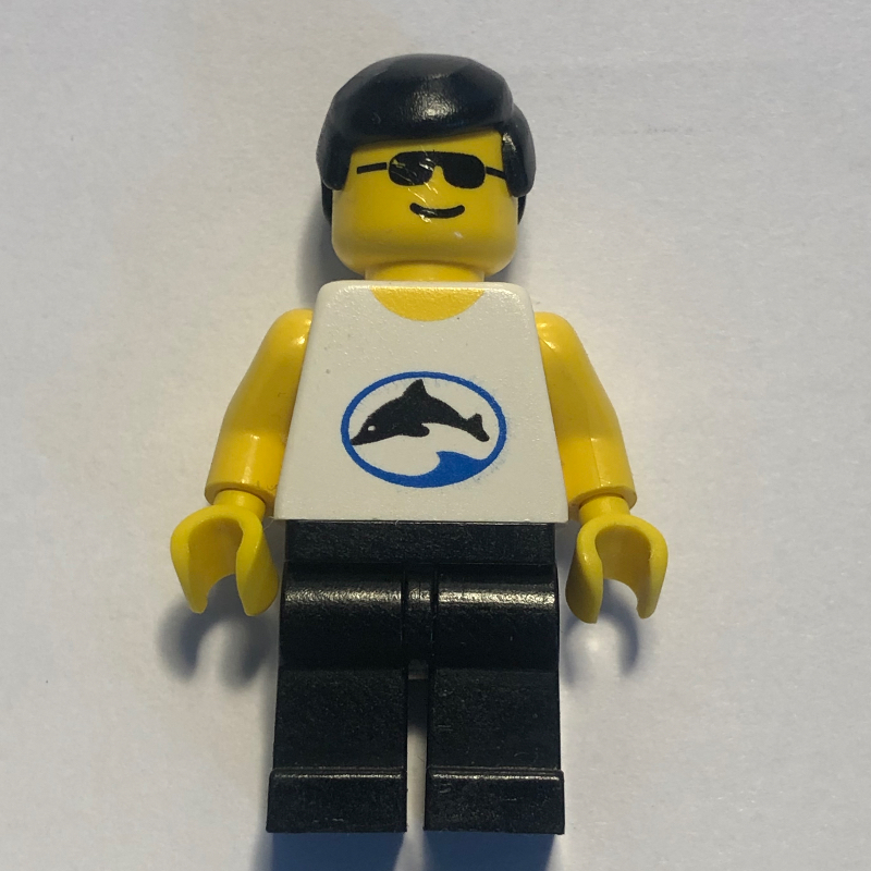 LEGO Man - White Torso with Dolphin, Black Legs, Sunglasses (fig-004470)