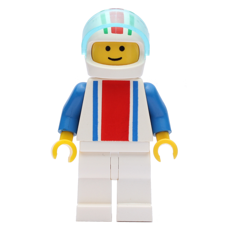 LEGO Racer - White Torso with Red/Blue Stripes, White Legs, White Helmet (fig-004692)