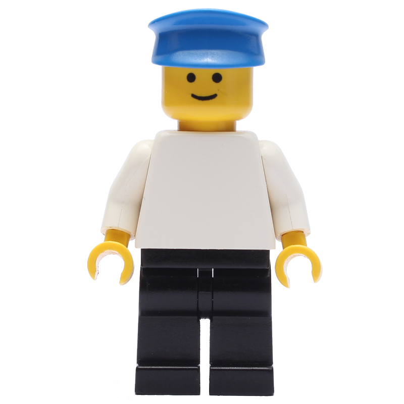 LEGO Man - White Torso, Black Legs, Blue Cap (fig-004695)