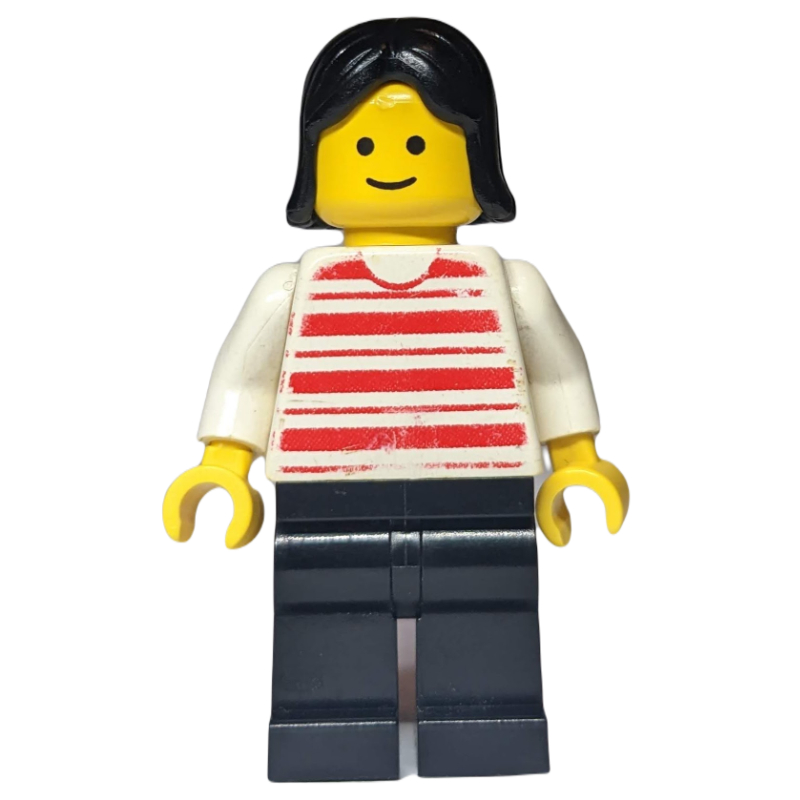LEGO Woman - Red/White Striped Shirt, White Arms, Black Legs (fig-004699)