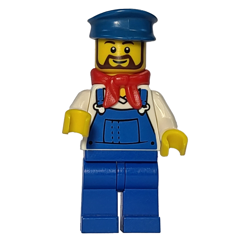 LEGO Train Machinist - White Torso, Blue Overall, Blue Hat (fig-004741)
