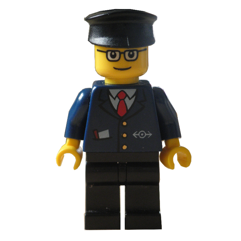 LEGO Conductor - Dark Blue Jacket, Black Legs, Black Hat (fig-004755)