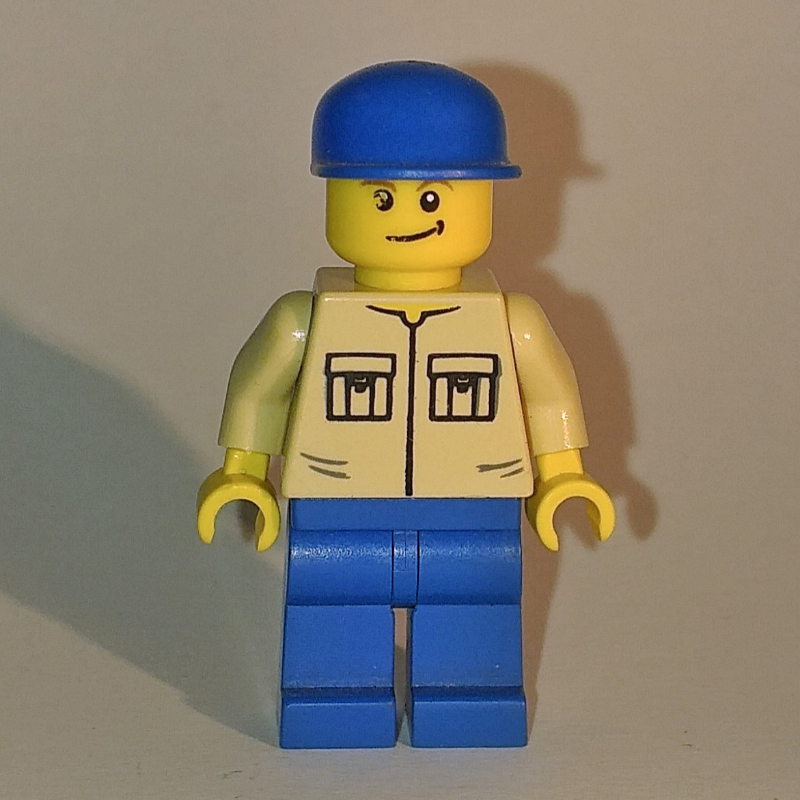 LEGO Man - Tan Shirt, Blue Legs, Blue Cap (fig-004777)