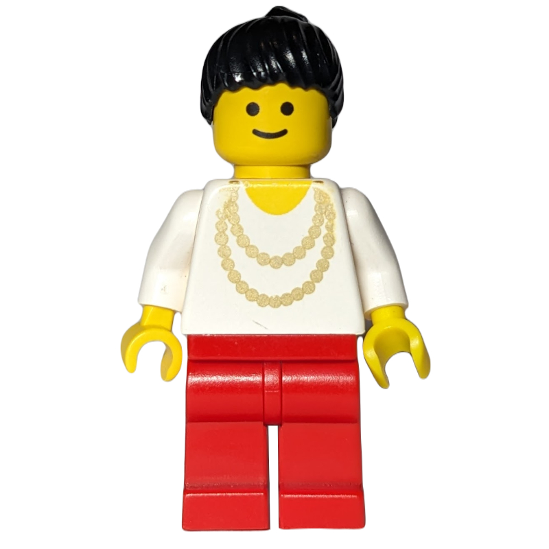 LEGO Woman - White Torso, Yellow Necklace, Red Legs (fig-004787)