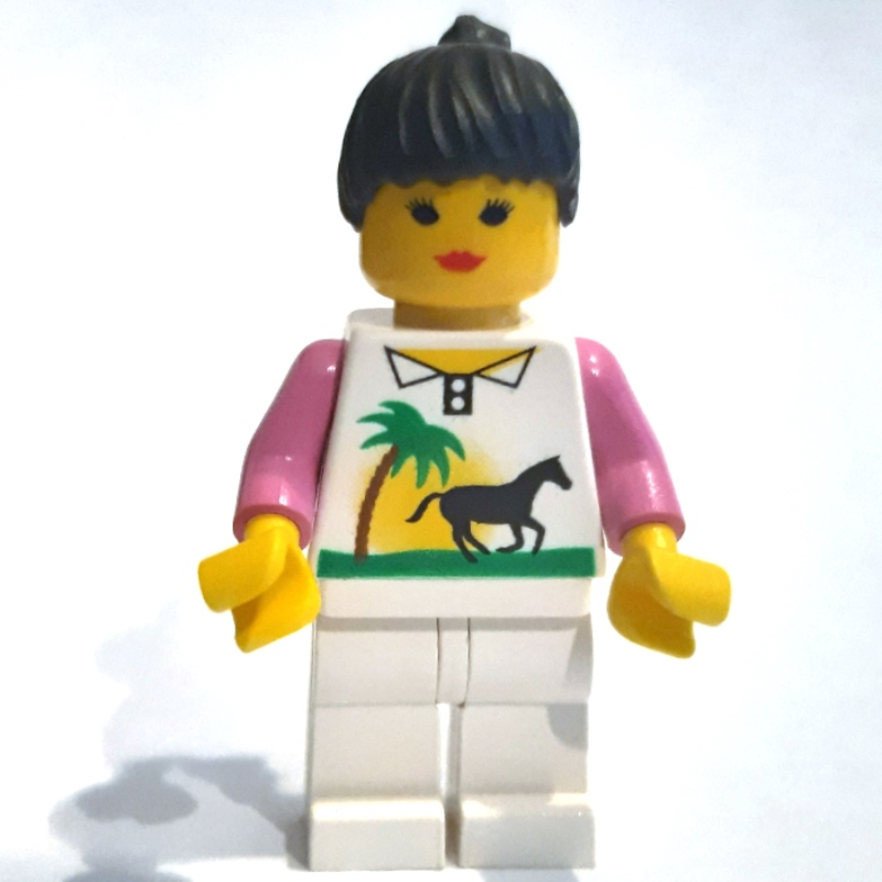 LEGO Woman - White Torso with Horse, White Legs (fig-004791)