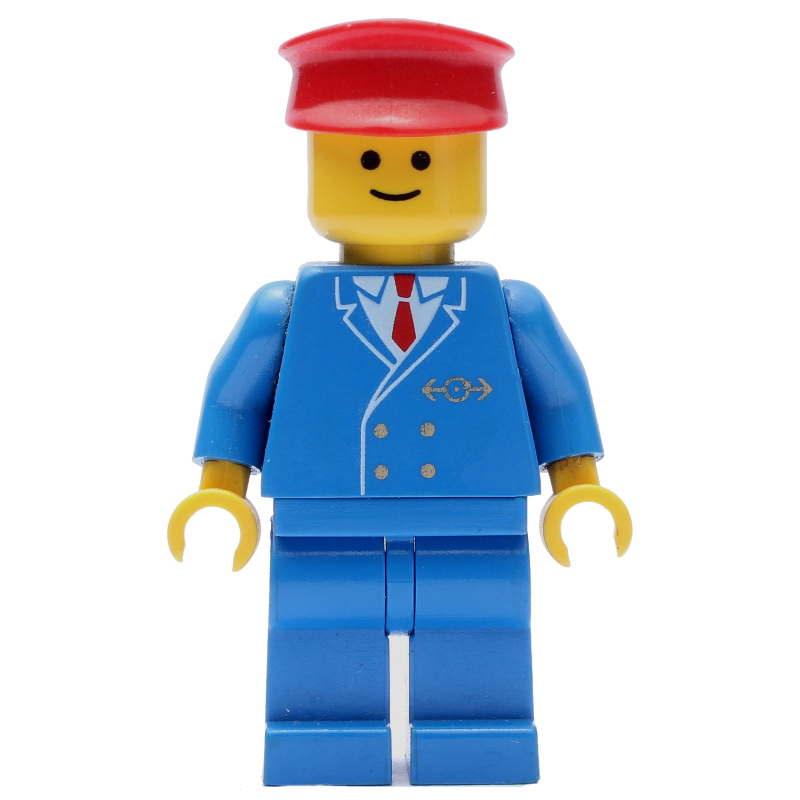 LEGO Conductor - Blue Jacket, Blue Legs, Red Hat (fig-004796)