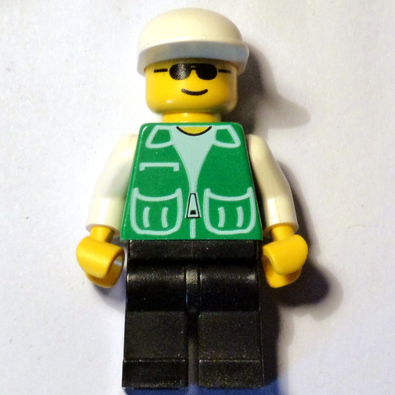 LEGO Man, Green Jacket, Black Legs, White Cap (fig-004797)
