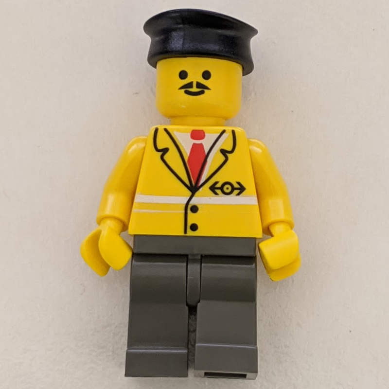 LEGO Conductor - Yellow Jacket, Dark gray Legs, Black Hat (fig-004798)