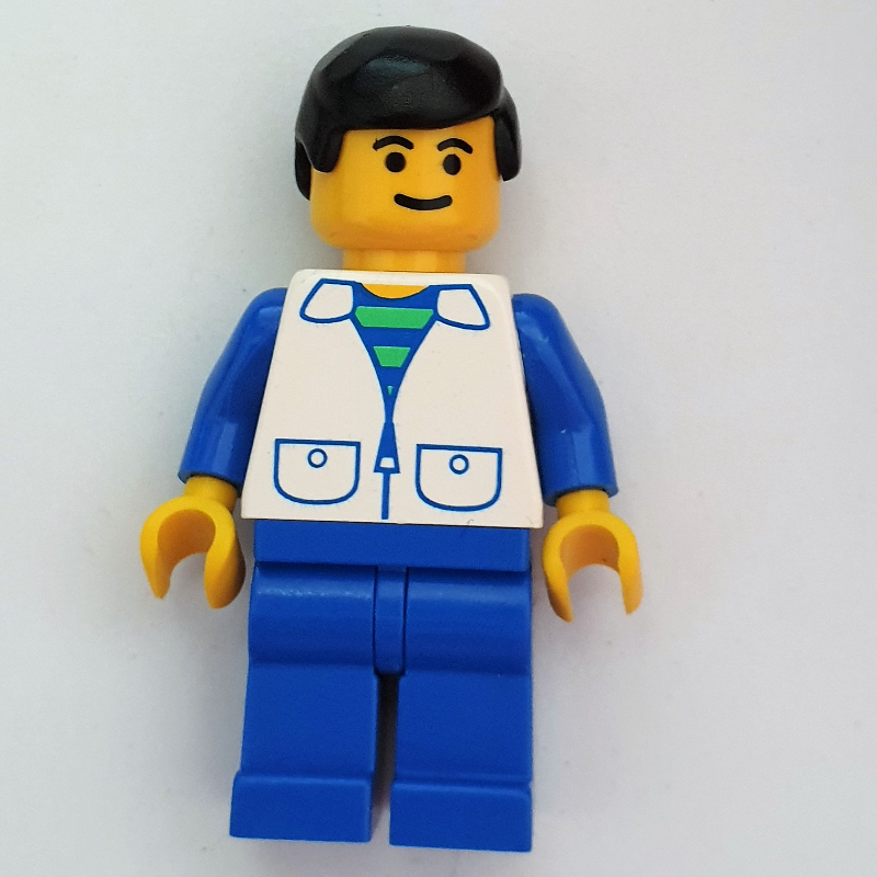 LEGO Man - White Jacket, Blue Arms, Blue Legs (fig-004800)