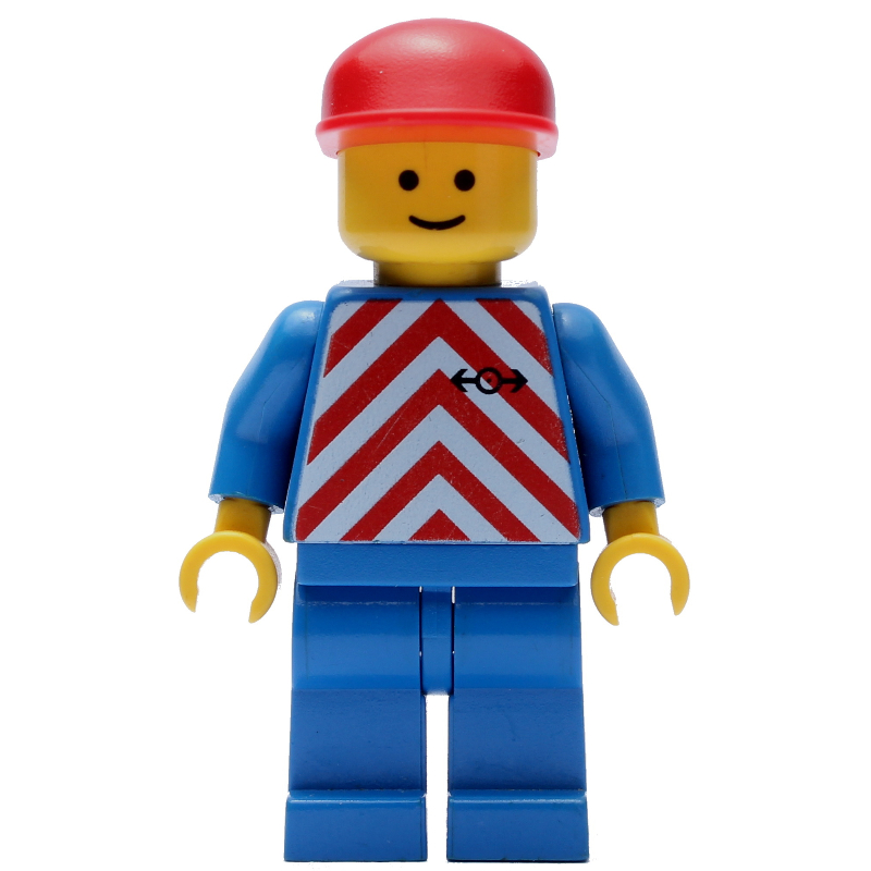 LEGO Train Worker - Red/White Shirt, Blue Legs, Red Cap (fig-004807)