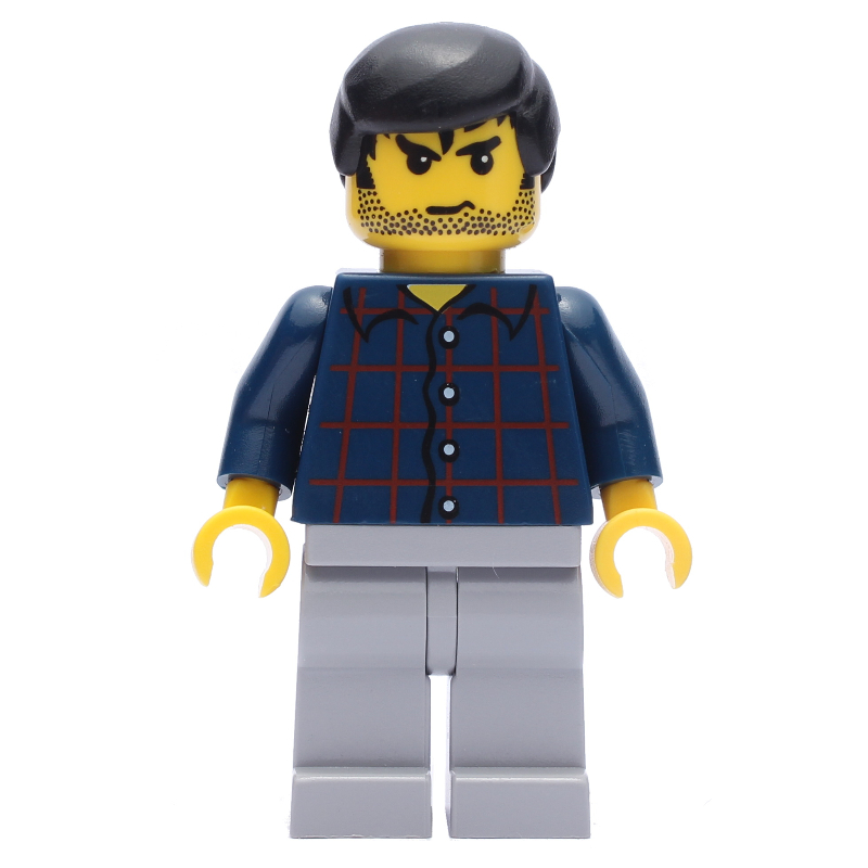 LEGO Man - Dark Blue Plaid Torso, Light Bluish Gray Legs (fig-004814)