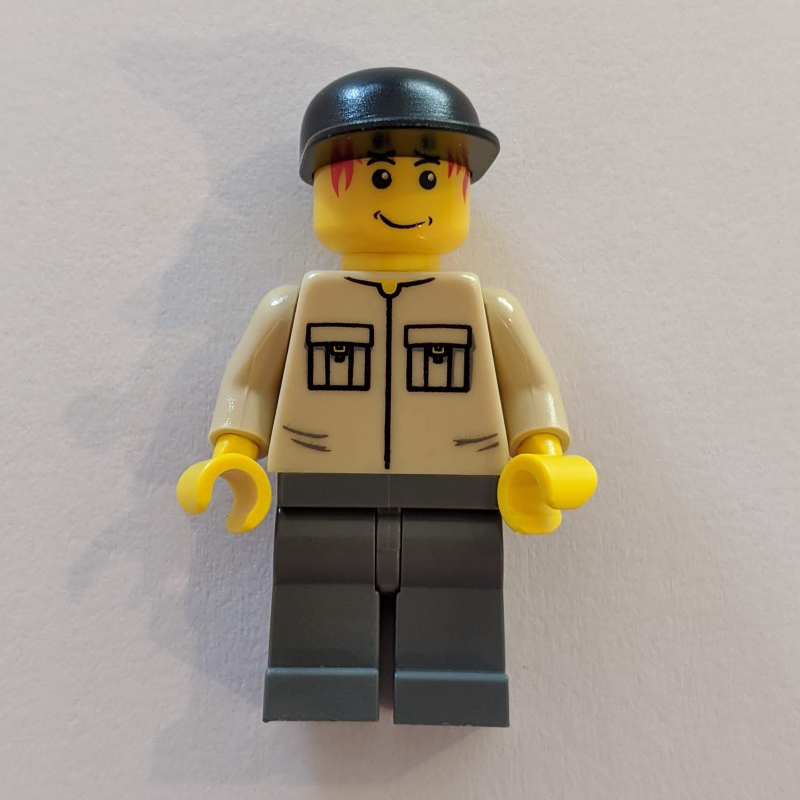 LEGO Man - Tan Shirt, Dark Bluish Gary Legs, Black Cap (fig-004816)