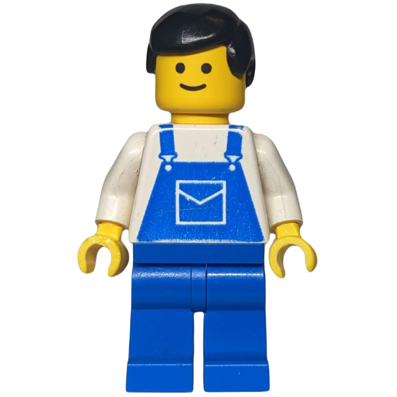 LEGO Man, Blue Overalls, Black Hair (3626b Head) (fig-004818)