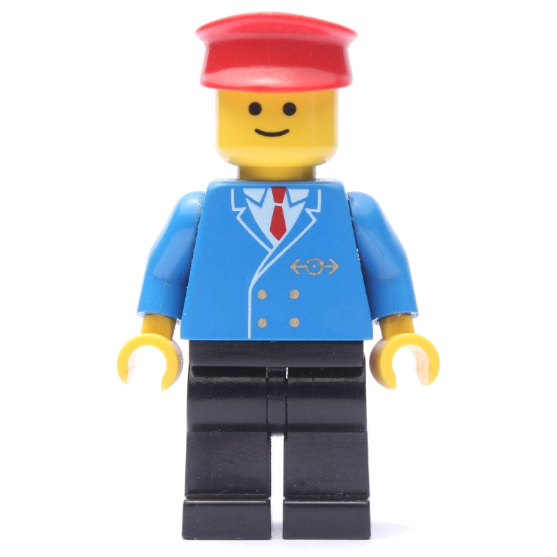 LEGO Conductor - Blue Jacket, Black Legs, Red Hat (3626b Head) (fig-004819)