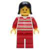 Woman - Red and White Striped Shirt, Red Legs, Black Hair (3626b Head)