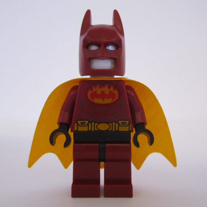 LEGO Batman, Dark Red Suit, Bright Light Orange Cape, Dark Red Cowl (Firestarter Outfit) (fig-004861)