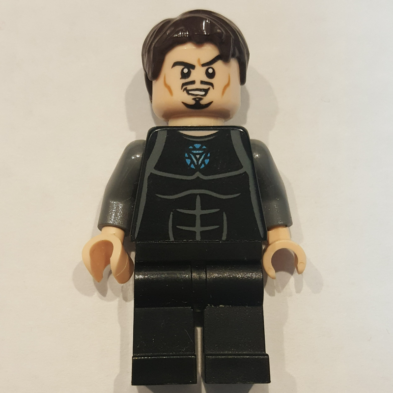 LEGO Tony Stark in Black Shirt with Chest Arc Reactor (fig-004889)