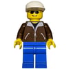 Man - Brown Jacket, Blue Legs, White Cap