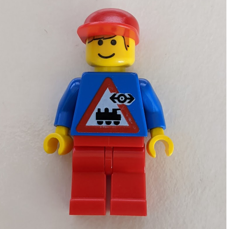 LEGO Train Employee - Blue Torso, Red Legs, Red Cap (fig-004909)