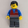 Train Worker - Red Vest, Dark Gray Legs, Black Hair, Mustache