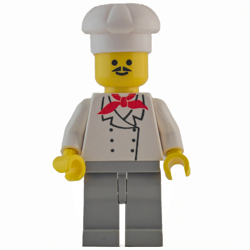 LEGO Chef - White Torso, Light Gray Legs, Moustache (fig-004942)
