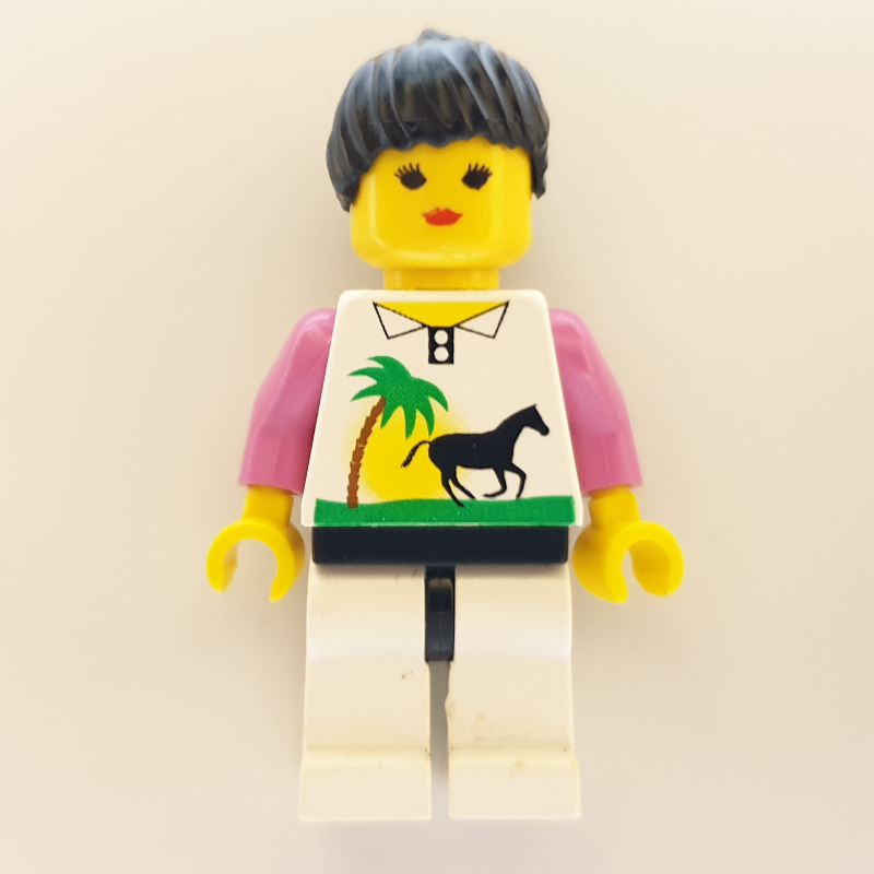LEGO Woman - White Torso with Horse, Pink Arms, White Legs (fig-004943)