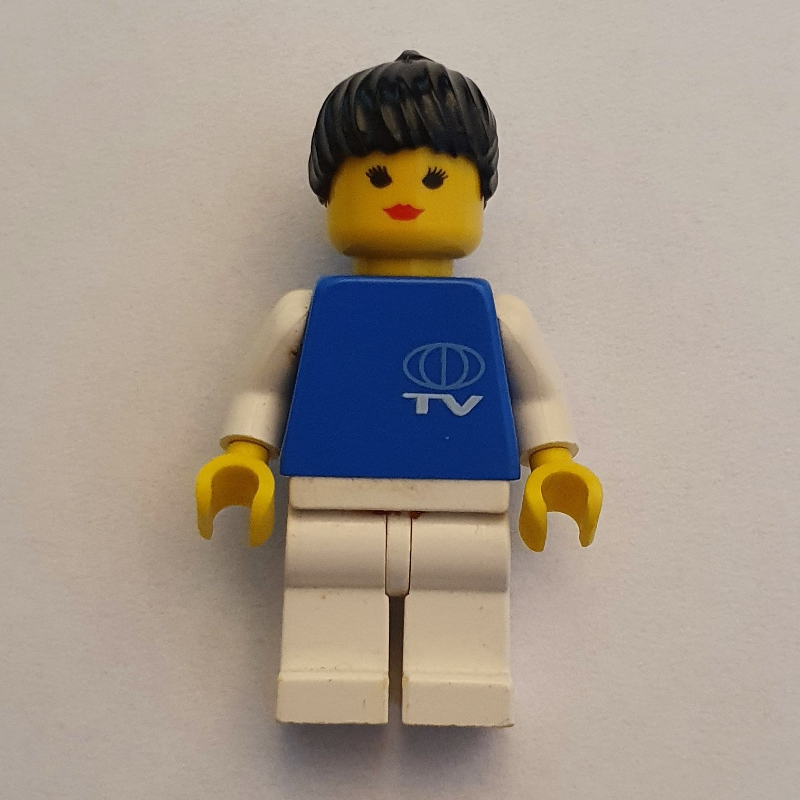 LEGO TV Worker - Blue Torso, White Legs, Female (fig-004962)