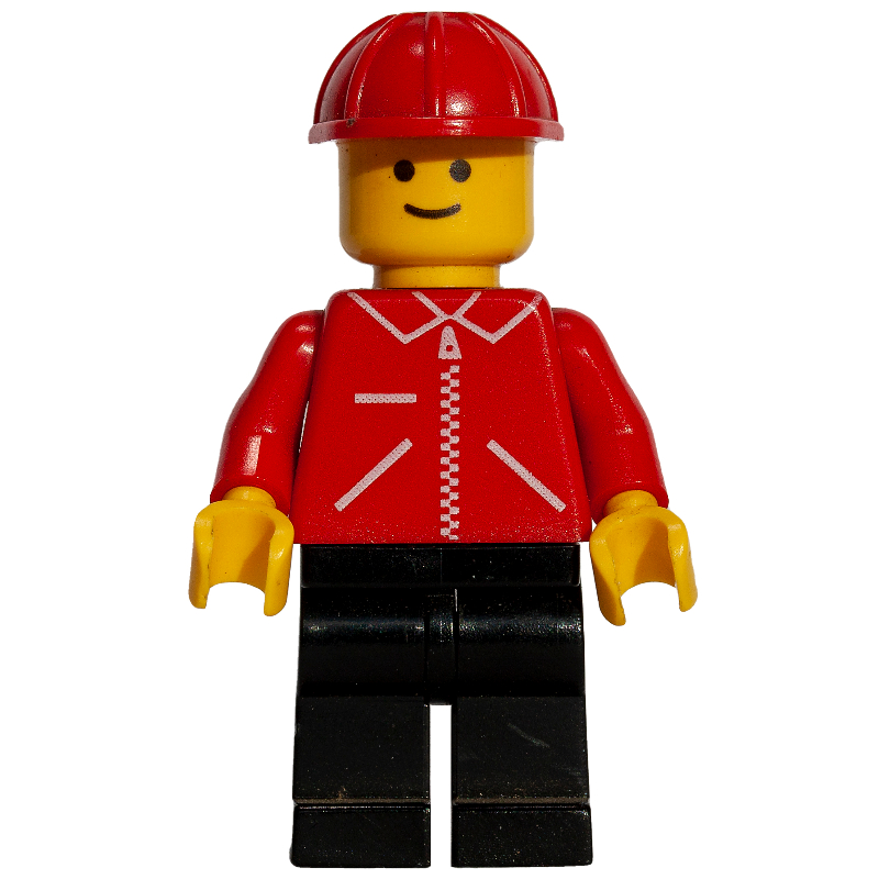LEGO Man - Red Jacket, Red Construction Helmet (fig-004971)