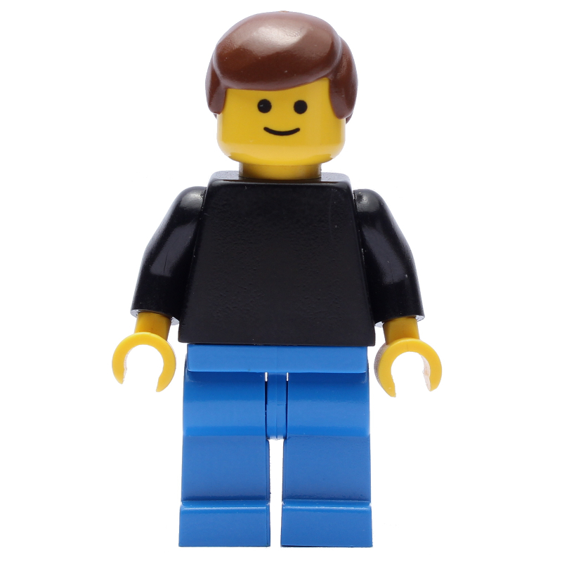LEGO Man - Black Torso, Blue Legs, Brown Hair (fig-004974)