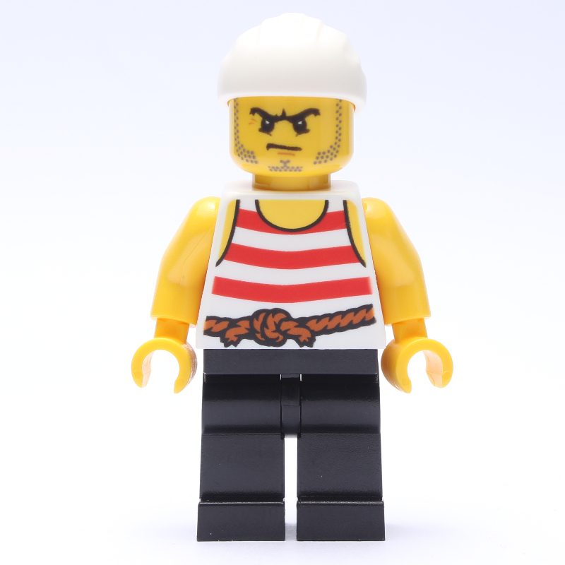 LEGO Pirate - Red Stripes, Black Legs, White Bandana (fig-005085)