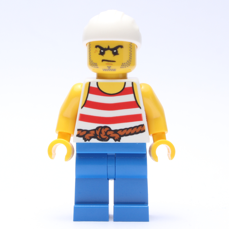 LEGO Pirate - Red Stripes, Blue Legs, White Bandana (fig-005086)